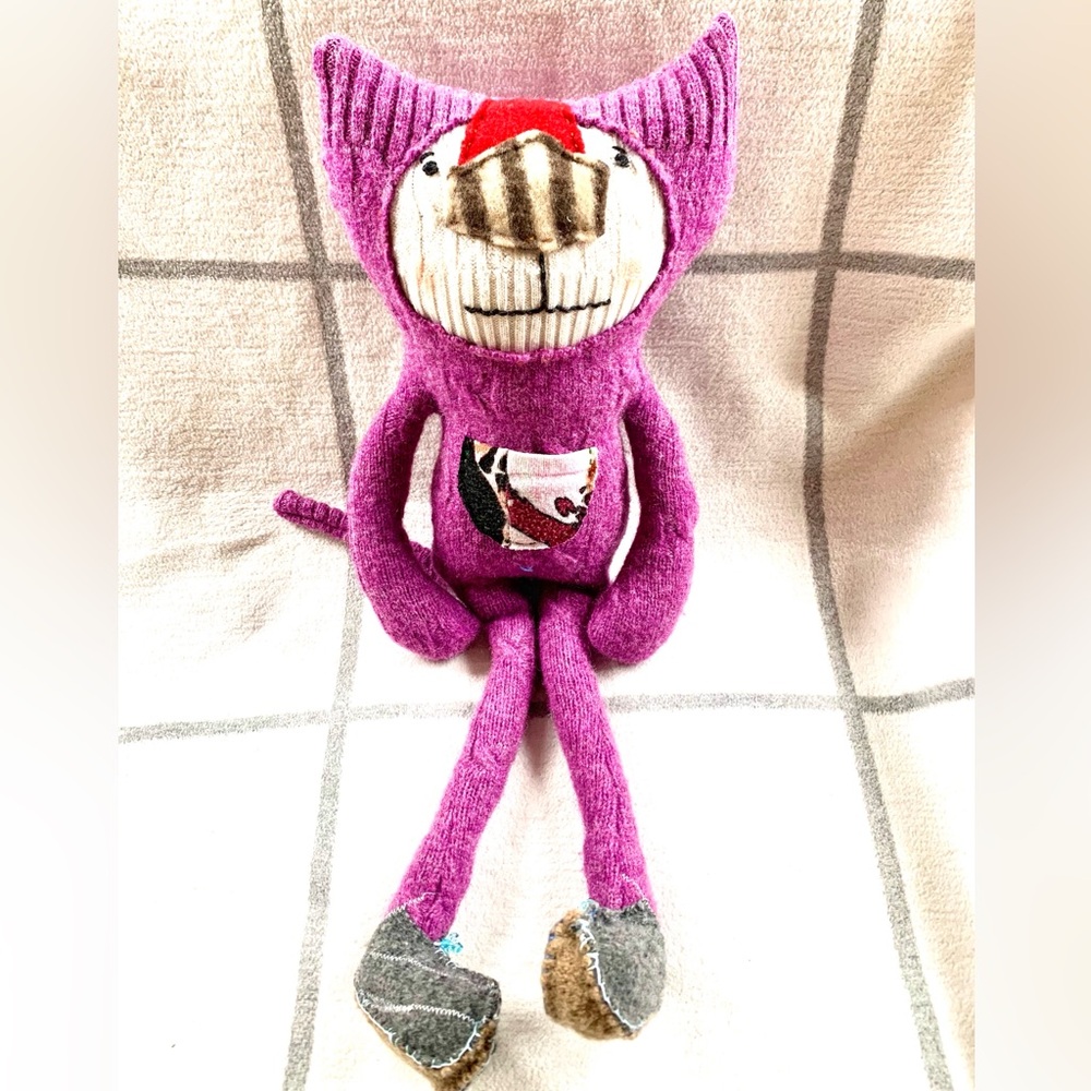 Sweet upcycled cashmere cat  handmade stuffy animal Wool oh wool!